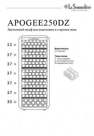 Двухзонный шкаф, LaSommeliere модель APOGEE250DZ